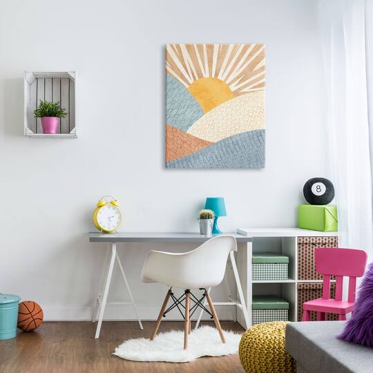 Stupell Industries Kids' Bold Sun Sunrise Rolling Hills Abstract Patterns Canvas Wall Art